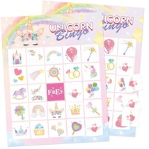Unicorn Party Bingo Game For 24 Players - Unicorn Birthday Party Supplie... - $22.99
