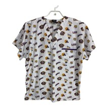 LSU Mens Scrub Shirt Adult Size Large White V Neck Pocket Short Sleeve LSU Tiger - £20.13 GBP
