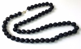 Black Faceted Acrylic Beaded Necklace Approx 24&quot; - £7.90 GBP