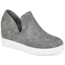 Journee Collection Women Wedge Heel Slip On Sneakers Cardi Size US 10 Grey - £21.72 GBP