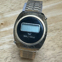Vintage Waltham Quartz Watch Men 100m Gold Tone Digital Stretch~For Parts Repair - $47.49