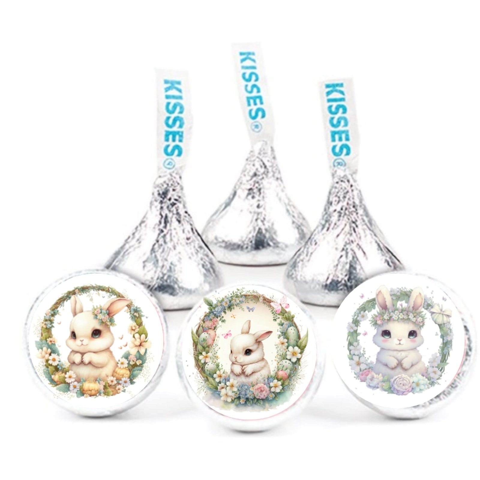 108 Personalized Chocolate Kiss Candy Labels Personalized Easter Sticker... - $10.47