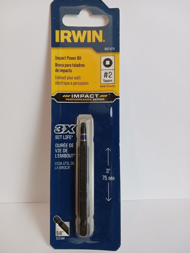 Irwin 1837479, #2 Square, 3 inch Impact Power Bit - $3.75