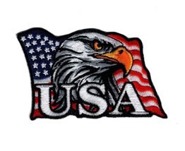 Waving American Flag USA Bald Eagle Hook Patch - £7.89 GBP