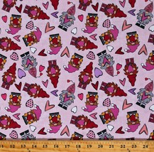 Cotton Valentines Day Gnomes Hearts Love Pink Fabric Print by the Yard D373.03 - £9.58 GBP