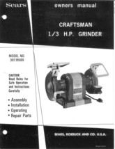 Instuctions Only For - Craftsman 397.19589 1/3HP Bench Grinder - Read Descripti - $20.24