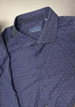 Toscano Navy Dress Shirt Polka Dots Long S￼leeve 100% Cotton XL - $29.69