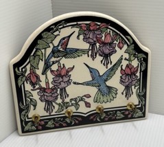 Vintage Santa Barbara Hummingbird Design Ceramic Keyhook Plaque 6” X 6.75” - £12.65 GBP