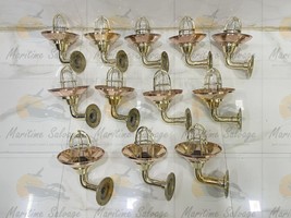 Nautical Bulkhead Passage Way Wall Mount Brass New Light With Copper Shade 12 Pc - £897.86 GBP