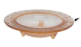 US Glass Rose &amp; Thorn Pink Depression Glass 3-Toed Footed 10 3/4&quot; Wide Bowl - $22.76