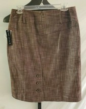 NWT Larry Levine Stretch Chocolate Brown Pencil Skirt Misses Size 8 Cotton Poly - £19.77 GBP