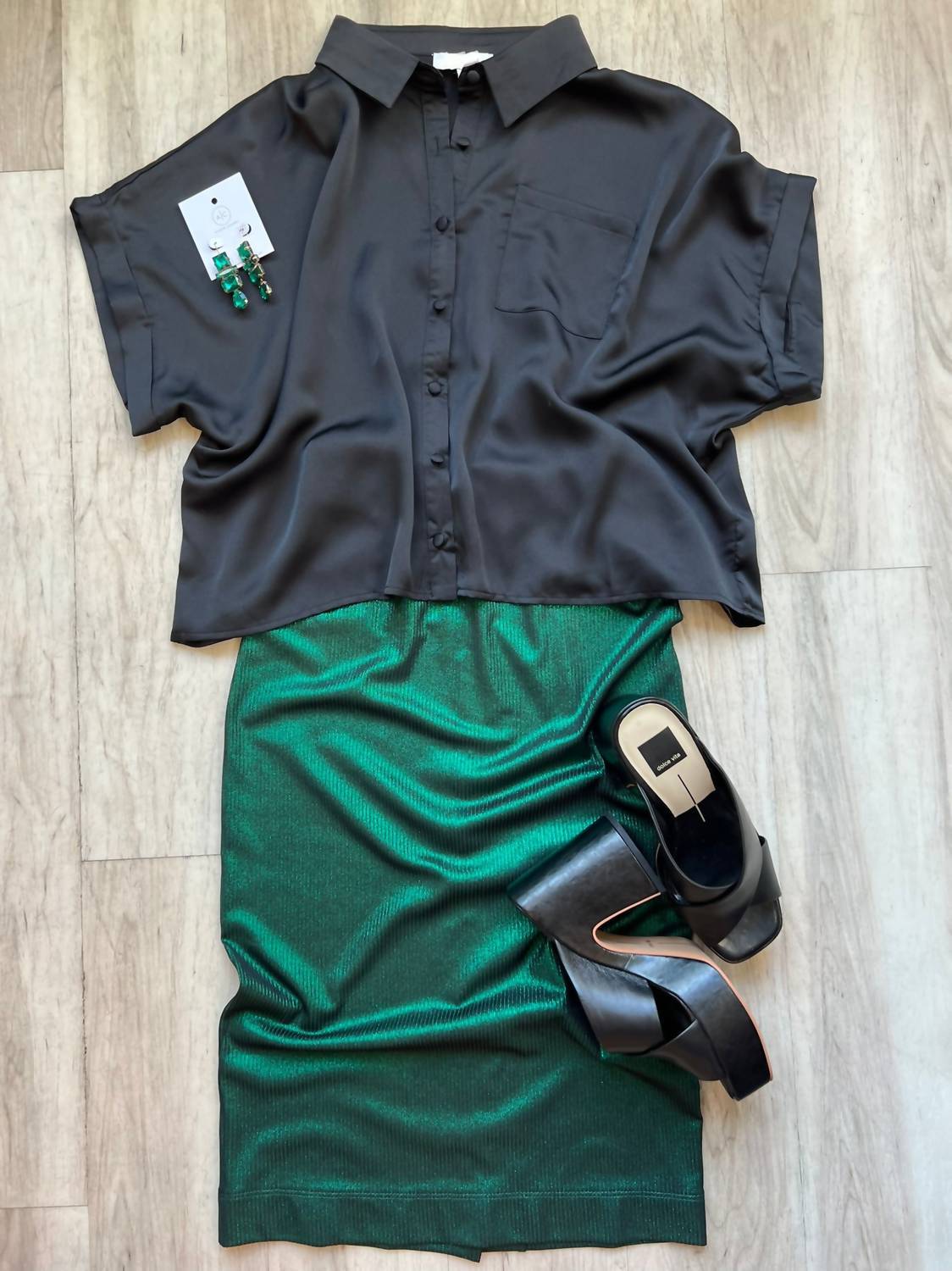 Corey Lynn Calter zola midi pencil skirt in Green