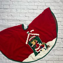 Christmas Tree Skirt Red Velour Reindeer Santa Winter Lodge Plush 3D 45&quot;  - £38.79 GBP
