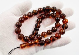 Amber Beads Rosary Natural Baltic Amber Rosary Misbah Tesbih 33 Beads Pressed - £90.67 GBP