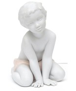 LLADRO Figurine Matte White Porcelain Boy Sitting Up Ornament 2008 - £151.52 GBP