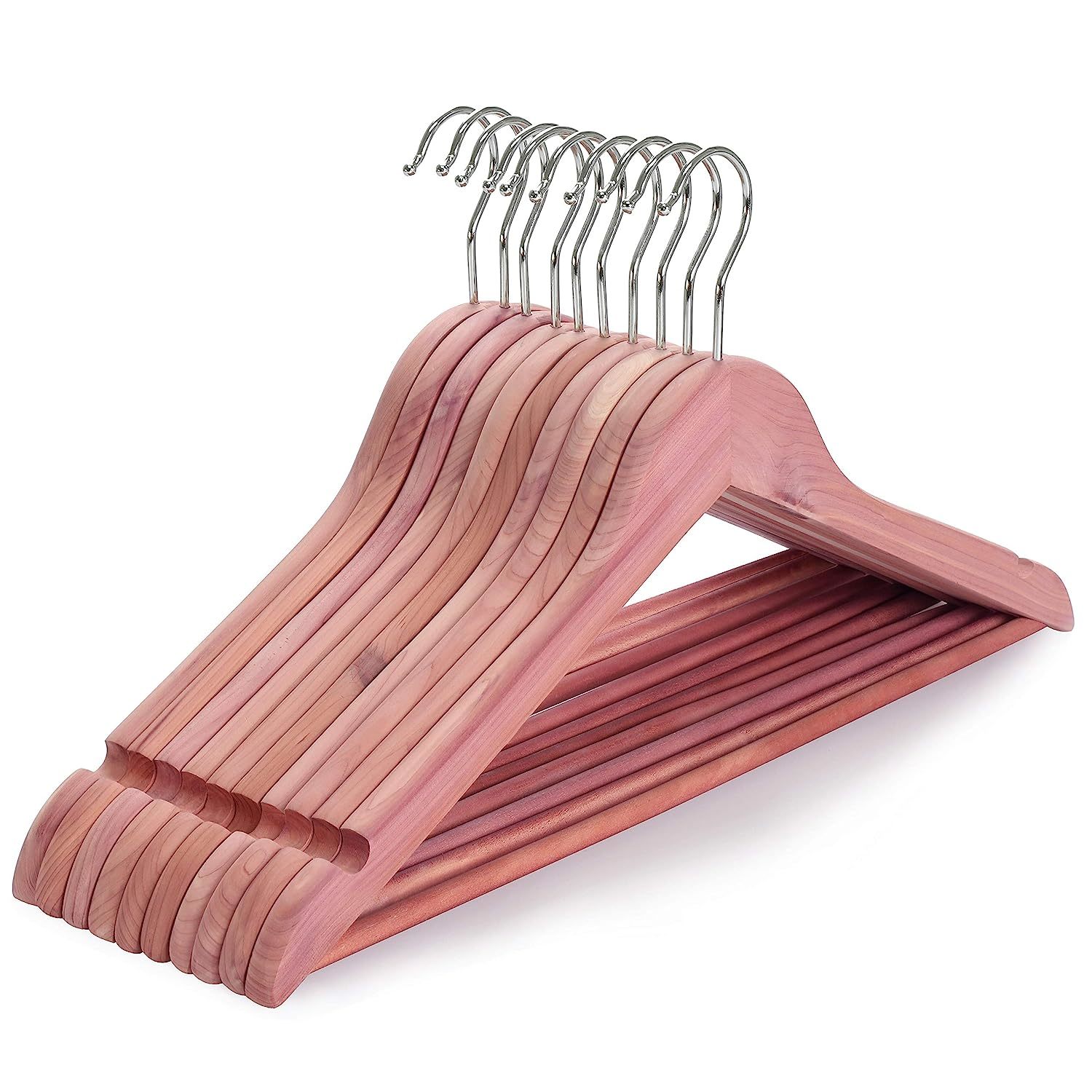 Primary image for American Red Cedar Wood Coat Hangers, Wooden Suit Hangers, 10 Pack-Natural, Smoo