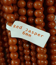 6mm Red Jasper Smooth Round Beads 15&quot; - 16&quot; strand  - £5.33 GBP
