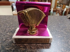 Vtg  Accordion Trophy Pink Metal Italian Marble Base - $19.79
