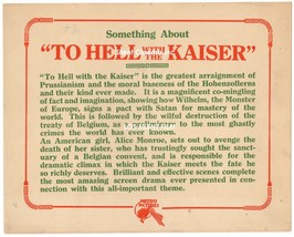 To Hell With The Kaiser! (1918) Special Lobby Card Lost Silent Film War Comedy - £160.55 GBP