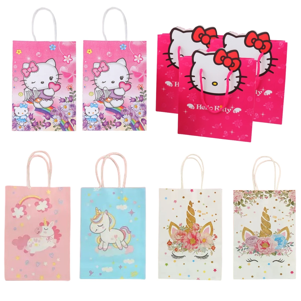 Hello Kitty Unicorn Handbag Candy Bag Gift Box Kraft Paper Bag Birthday - £15.53 GBP+