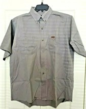 Redhead Mens L Button Up Shirt Short Sleeve 2 Pocket Gray - $25.60