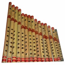 Handmade Wooden Bamboo Flute Indian Beautiful Woodwind Musical Bansuri Set Of 13 - £31.54 GBP