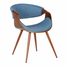 Armen Living Butterfly Dining Chair in Blue Fabric and Walnut Wood Finish - £258.18 GBP
