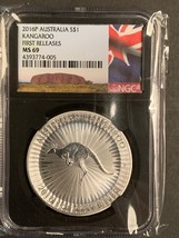 Australian Kangaroo 2016 1-oz Silver Coin NGC MS69 First Releases Black Retro - £50.98 GBP