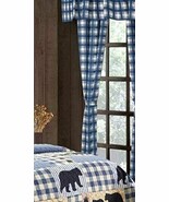 84 inch BLUE PLAID CURTAINS Checkered White 5 pc with Valance - €17,18 EUR