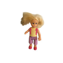 Fisher price loving family Girl Sister with Yellow Shirt &amp; Purple Shorts Doll - £6.96 GBP