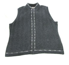 Woolrich Knit Onyx Heather Grey Vest XL Full Zip Sleeveless Sweater Wool Blend - £11.73 GBP