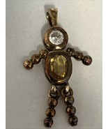 Gold Over Sterling Silver 925 Charm Birthstone Baby Boy Yellow Glass Nov... - $362.29 MXN