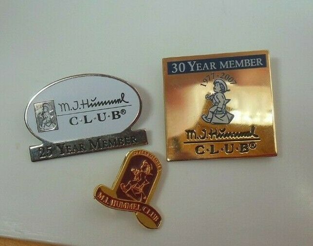 M.J. Hummel Club Member Pins - 3 Pins- 20 Year, 25 Year & 30 Year - $26.73