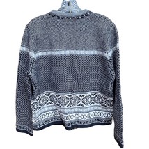 SKYR Nordic fair isle 100% wool cardigan black white gray pewter frog cl... - £45.73 GBP