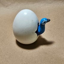 Bird Hatching Mexico Clay Single Emu Blue Hand Painted Signed 157 - £11.83 GBP