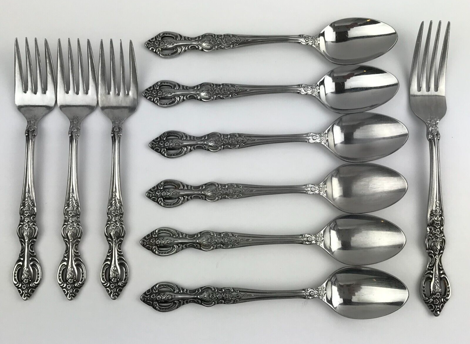 Orleans Silver Stainless Japan Royal Heritage Lot of Flatware 6 Spoons, 4 Forks - £54.51 GBP