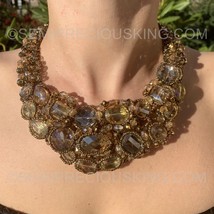 Smoky 20&quot; Unique Handmade Bezel Set Polished Beads Bib Choker Necklace - £140.35 GBP