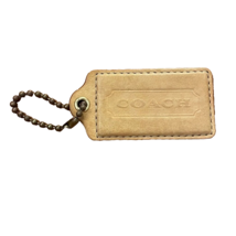 COACH Leather Hang Tag Purse Handbag Charm Fob Tan Light Brown 2.75x1.5 in. - £10.22 GBP