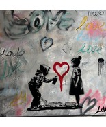 Celo Graffiti red heart Oriignal Hand Signed Acrylic on Canvas - $1,876.05
