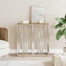 Console Table Silver Stainless Steel and Solid Wood Reclaimed - £115.93 GBP