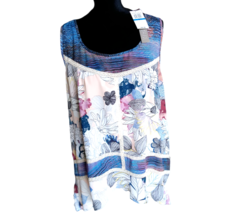 Women&#39;s Floral Summery Spense XL Sleeveless Blouse with Lace Trim NEW - £19.44 GBP