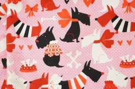 Lot Textile Fabric 100% Cotton Flannel Valentines Day Scottie Dog Pink Hearts - £15.48 GBP