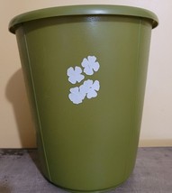 Vintage Rubbermaid Small Green Waste Paper Trash Can Round Bathroom #2940 - £14.38 GBP