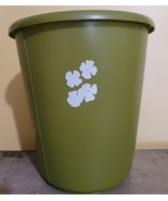 Vintage Rubbermaid Small Green Waste Paper Trash Can Round Bathroom #2940 - £14.44 GBP