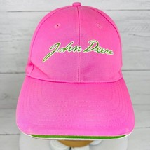 John Deere Pink Baseball Hat Cap Heavy Farm Equipment Tractor Green Stripe Bill - £32.06 GBP