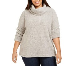 Style &amp; Co Womens Plus 2X Gray Sherpa Cowl Neck Pullover Sweater NWT CE14 - £20.42 GBP