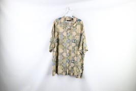 Vintage Streetwear Mens XL Geometric Short Sleeve Hawaiian Button Shirt Rayon - £31.28 GBP