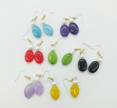 free delivery! 7 pairs, 13X18MM natural Brazilian semi-precious stones and s, ch - £16.60 GBP