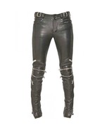 Leather Pants Pant Men Biker Real Jeans Style Trouser Trousers Slim Fit ... - $203.78 CAD+