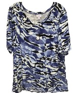 NEW LuLaRoe Medium Blue Black White Tie Dye SUPER SOFT Boyfriend Tee - $34.64